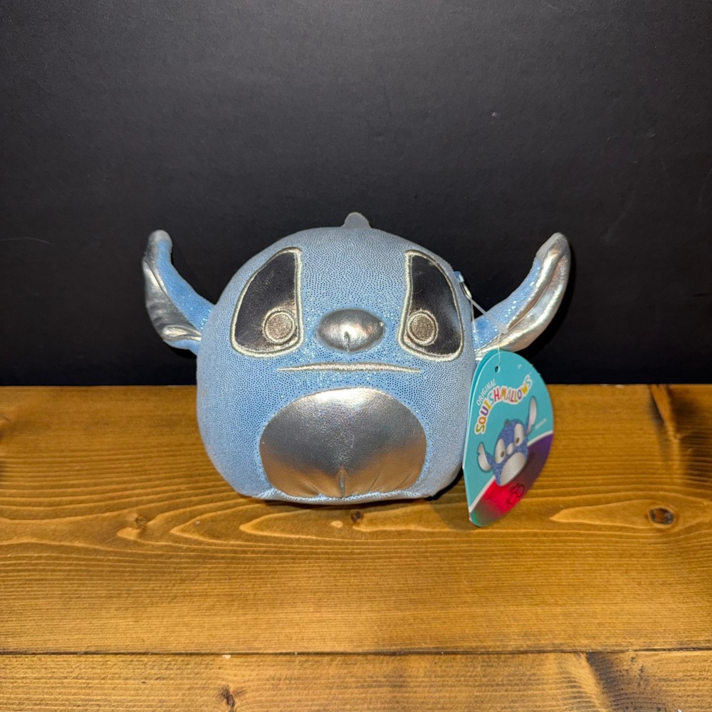 Disney Stitch Squishmallows 100th Anniversary Silver Sparkle Plush Kellytoy 5"